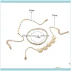 Link, Jewelrylink, catena Modyle braccialetti di perle imitazione braccialetti bracciale regolabile con fiori color oro per le donne Consegna di goccia 2021 T