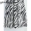 Vintage Zebra Striped Sling Sexy Dress Kobiety V Neck High Paistą A-Line Casual Długa Kobieta Letnia Night Out Vestido 210514