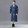Etnische kleding Aziatische traditionele tops mannen chinese stijl geborduurde jurk herfst katoen linnen lange gewaad mannelijke hanfu tang pak kostuum
