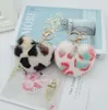 2021 fashion Love hair ball key Rings 8 character keychain peach heart plush car ornaments creative couple heart-shaped pendant