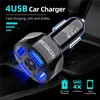 4 portar USB -billaddare 48W Snabb 7a Mini Fast Charging för iPhone 14 Pro Xiaomi Huawei Mobiltelefonladdare Adapter i bilen