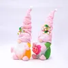 Party Supplies Happy Mothers Valentine Day Plush Dwarf Standing Post Top Hat Pearl Flower Faceless Doll Gnome Figurskog Äldre dekoration