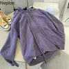 Neploe jacka kvinnor vinterkläder plus sammet tjockta sweatshiet lösa casual dragkedja hooded koreanska cardigan hoodies coat 210422