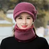 Berets Women Casual Winter Hat With Brim Outdoor Keep Warm Suit Scarf And Gloves Set For Female Street Thick Knitted Bucket6593456