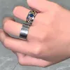 Eheringe Vintage Grün Blau Zirkon Stein Glänzender Ring Luxus Metall Hohlfinger Für Frauen Mode Verlobungsfeier Schmuck