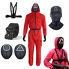 Squid -game Red Jumpsuit schurk Cosplain Cosplay Kostuums Round Six Circle Triangle Square Mask Riem Belt Accessoires Halloween15912285786990