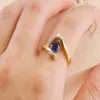 Blauw wit zirkoon steen ring mannelijke vrouwelijke geel gouden bruiloft band sieraden belofte verlovingsringen voor mannen