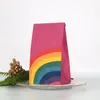 40 unids/lote bolsa de papel de embalaje desechable patrón de arco iris fondo cuadrado a prueba de grasa bolsa de pastelería para Catering