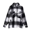 BLSQR Streetwear losse plaid shirt jas dames casual herfst vrouwen jas vrouwelijke knoppen zakken tweed jassen 210430