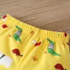 Summer Children Sets Fashion Boys Short Sleeve O Neck T-shirt Pants Print Cartoon Animals Cute Girls Clothes 210629
