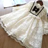 2-7 Anos Meninas Lace Bonito Beleza Dress Coreano Manga Longa Princesa Dress Halloween Trajes para crianças meninas Dama de honra Vestidos Q0716