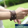 Vintage Genuine Leather Wide Cuff Men's Bracelet Punk Hiphop Ornament Bangle Male Wristband New Fashion Jewelry Accessories Gift Factory price expert design