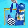 Sommar barns stora kapacitet transparent simning mode vattentät utomhus resa tvätt kosmetiska väskor baddräkt lagring handväska llf
