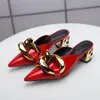 Baotou lazy half slippers women's shoes wear sandals 2021 summer mid-heel all-match net red pointed mules