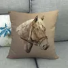 CUSHIONDECORATIVE Kudde Animal Mönster Kudde Dekoration Enkel vinduppsättning Konst som återställer gamla vägar Hästhuvud Linne Case8370762