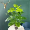 75cm 24Fork piante finte grande ramo di palma artificiale plastica tropicale monstera falsa foglia di tartaruga per la decorazione della stanza del giardino di casa 210624