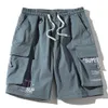FOJAGANTO Summer Cargo Shorts Men Trend Brand Mens High Street Drawstring Knee Length Pants Print Casual Shorts Male 210322