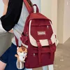 Patchwork Color Women College Student Backpack Large Capacity Travel Rucksack Book Schoolbag For Teenage Girl Boy High Quality Y0804