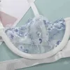 Aduloty new sexy lace flower embroidered underwear set underwire gather bra set mesh see-through thin thong sex lingerie set X0526