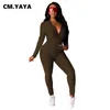 CM.Yaya Sports Jacquard Sweatsit Kvinnors uppsättning Track Hooded Jacket Jogger Byxor Aktiv TrackSuit Two Piece Fitness Outfit 211105