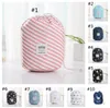 Femmes sac cosmétique en forme de baril sacs de maquillage cordon pochette de voyage toilette cactus flamant fleur impression 7 couleurs en option WY1436
