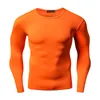 Hombre de manga larga Fitness T Shirts Entrenamiento Ropa de entrenamiento Primavera Cuello redondo Camiseta Hombres Color sólido Secado rápido Deportes Top Top Gimnasio Camisetas