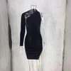 Vêtements d'été pour femmes nouveautés moulante robe à manches longues cristal noir Mini robe Sexy Club Party 210422