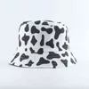 2021 New Fashion Korean Pink Cow Print Bucket Hat Kvinnor Vändbar Fiske Cap Bob Chapeau Höst sommar Y220301