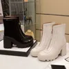 Sonbahar Kış Moda Kadın Ayakkabı 100% Deri Çizmeler Martin Çizmeler Seksi Kadınlar Kalın Topuk Çizmeler Mektup Yüksek Topuklu Ayakkabı Büyük Boy 35-41-42