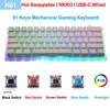 K61 61 Chaves Teclado Mechanical Gaming Switch Gateron Swappable USBC Wired RGB Backlight Translúcida Base ABS ABSCAP 2106109847731