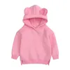 Child Winter Fleece Hoodie Girls Candy Solid Sweatshirts Boys Cartoon Animal Ear Hooded Coat Big Kids Autumn Jumper Outdoor Jackets Baby Kids Clothing B7853