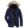 남성 파카 겨울 패션 모피 칼라 후드 재킷 코트 군사 방풍 멀티 포켓 야외 캐주얼 자켓 211206