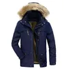 Män Parka Vinter Fashion Fur Collar Hooded Jacket Coat Militär Vindtät Multi-Pocket Outdoor Casual's Jackets 211206