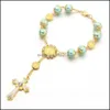 Länk, Kedja Armband Smycken 10st Top Quality Katolska Rosary Halsband Glass Pearl Beads Decade Pendent för Kvinnor Borrat Kors 210619 Dro