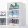 6/12Pcs Scatola di immagazzinaggio pieghevole Scatole di scarpe trasparenti Armadio per scarpe Contenitore per vestiti in plastica Custodia per organizer 211102