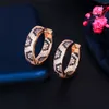 Joyería de aro de moda 22 mm Pendiente de leopardo 18 K Oro AAA Cubic Zirconia Pendientes de flores de cobre para mujer Fiesta Blanco CZ Círculo Sudamericano Novia Pendiente de boda