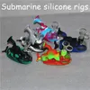 Tuyaux d'eau en silicone sous-marin narguilé dab rigs barboteur d'huile brûleur bongs tabac cendrier outils dabber avec bols