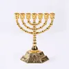 Israel Judea Jew Creative Home Inredning Alloy 7 Branches Candlestick Je Judaism Hantverk Menorah Stearinelhållare 210811