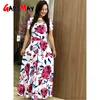 Lente zomer vrouwen mode floral print maxi jurk korte mouw casual zwart elegant prom sexy lange vrouwelijke vintage 210428