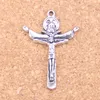 50pcs Antique argent Bronze plaqué croix jésus pendentif à breloques collier à faire soi-même Bracelet Bracelet résultats 34*24mm