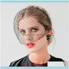 Bijoux de cheveux bijoux pinces à cheveux Barrettes élégant perle blanc voile Er visage bandeau Aessorie pour femmes cristal mariée Net masque cage à oiseaux Vei