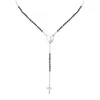 Anhänger Halsketten Katholische Edelstahl Rosenkranz Perlen Kette y Form Jungfrau Halskette für Frauen Männer Religiöse Kreuz Schmuck