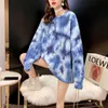 H.SA Kvinnor Casual Sweater Knit Pullovers Oversized Long Chic Koreansk Tröja Toppar Tie Dye Pull Jumpers Kvinnlig tröja Stickad 210716