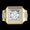 Moda AAA cyrkon diamenty szlachetne pierścionki dla mężczyzn złoty ton męski biżuteria bijoux bague imprezowy akcesoria ślubne