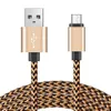 1M / 2M / 3M Weefsel Gevlochten oplader Kabels Type C Micro V8 USB-gegevenskabel voor Samsung S6 S7 EDGE S8 HTC