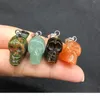 12st Set Natural Stone Skull Pendant Halsband med läderkedjor Crystal Agate Turquoise Opal Pendants Halsband smycken Accesso8142238