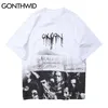 Hip Hop Camisetas Creativo Impressão Criativa Manga Curta Tees Camiseta Moda Punk Rock Gothic Casual T-shirt Tops 210602
