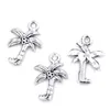 Coconut Palm Tree Charms Hangers voor Sieraden Maken, Oorbellen, Ketting en Armband 15x22mm antiek zilver 100 stks