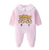 Détail nouveau-né bébé barboteuse 2pcs ensemble avec capuchon coton onesies imprimé combinaison une pièce tenue combinaisons toddle infantile enfants vêtements de marque