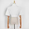 Twowinsyle Beyaz Rahat Gömlek Kadınlar için Yaka Kısa Kollu Minimalist Gömlek Kadın Yaz Moda Giyim 210524